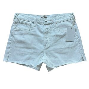 NWT! Ética Women's Haven Relaxed White Denim Cut-Off Shorts Size 31 Raw Edge Hem